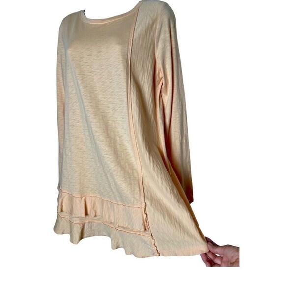 Soft Surroundings Long Sleeve Scoop Neck Ruffle Tiered Hem Tunic Top Size M Pima - Picture 3 of 8